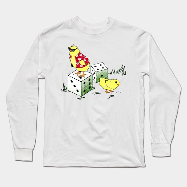 CHICKENS DICE Long Sleeve T-Shirt by Vikinoko Micro Photography